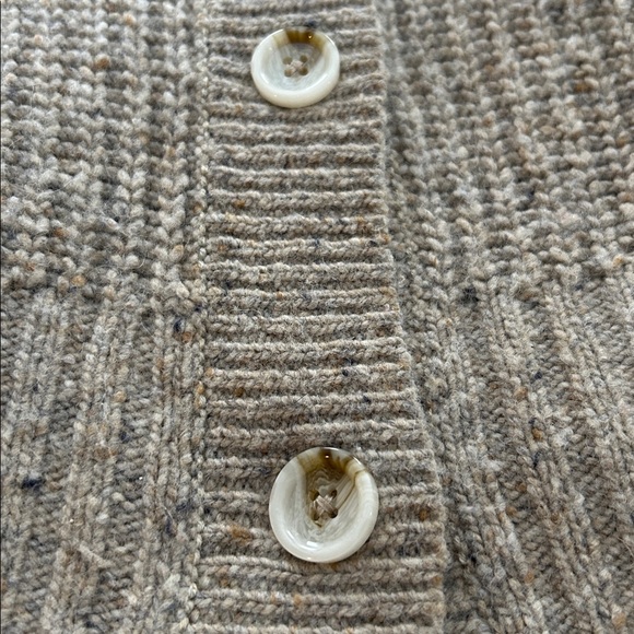 Smartwool Cropped Taupe Ribbed Button-Front Cardigan - Picture 4 of 4